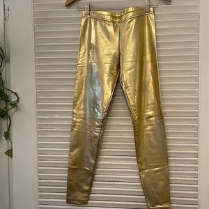 American apparel gold metallic stretch legging